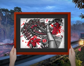 Nemesis Reborn Inspired Artwork - A5 Print or A3 Poster -  Rollercoaster Watercolour print inspired by the ride at Alton Towers