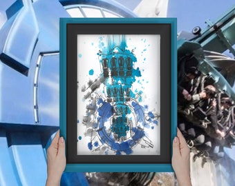 Galactica A5 Print - Alton Towers Inspired Rollercoaster Artwork