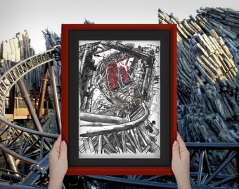 Taron - A5 Rollercoaster Art Print - Watercolour Artwork Inspired by the ride at Phantasialand