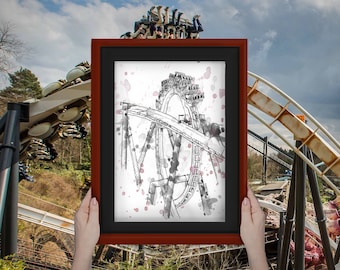Nemesis (Old Track) A5 Rollercoaster Watercolour Print - Inspired by the ride at Alton Towers