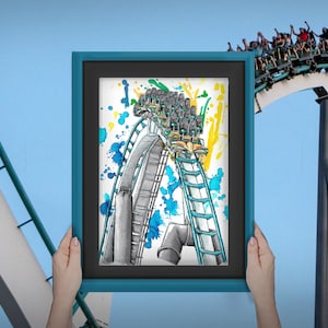 Shambhala inspired Artwork - A5 Rollercoaster Watercolour print inspired by the ride at PortAventura