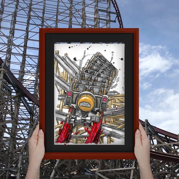Steel Vengeance-inspirerat konstverk - A5-konsttryck - Berg-och-dalbana Akvarelltryck inspirerat av åkattraktionen vid Cedar Point