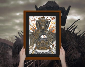 Wicker Man Inspired Artwork - A5 Art Print - Rollercoaster Watercolour print inspired by the ride at Alton Towers