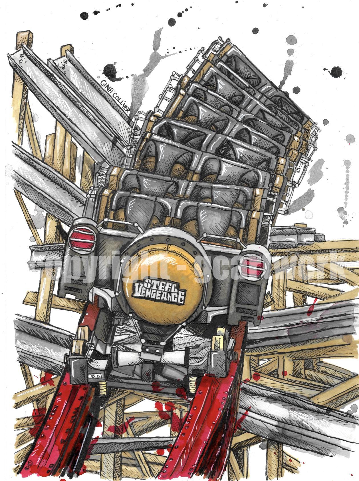 Steel Vengeance Inspired Artwork - A5 Art Print - Rollercoaster