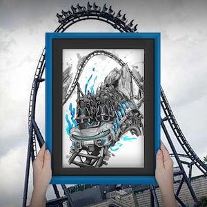 Velocicoaster inspired Artwork - A5 Rollercoaster Watercolour print inspired by the ride at Islands of Adventure