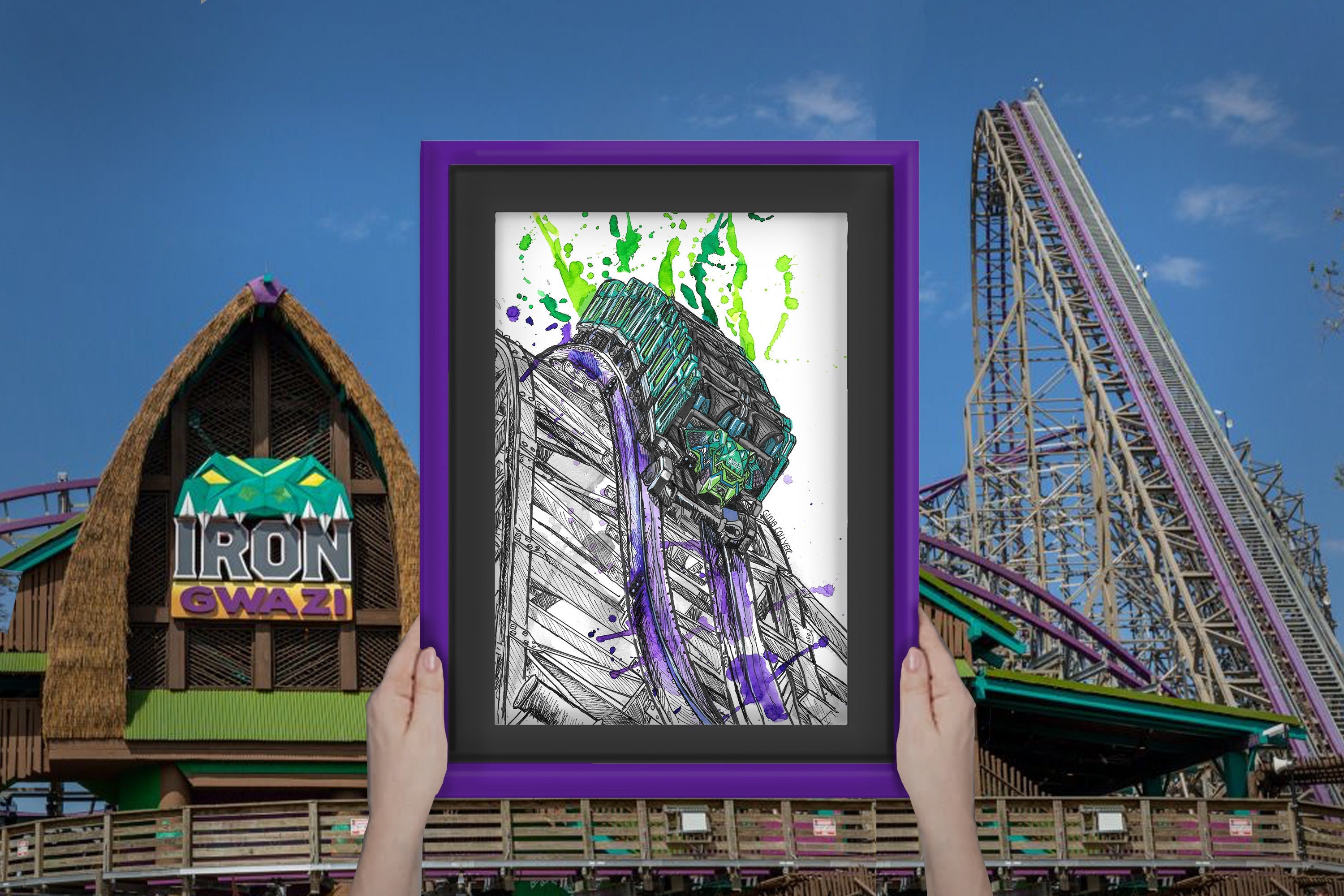 Iron Gwazi A5 Print - Busch Gardens Inspired Watercolour Artwork