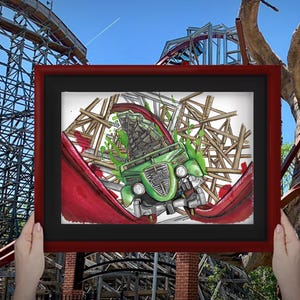 Twisted Timbers A5 Print - Watercolour Rollercoaster Art - Inspired by the ride at Kings Dominion
