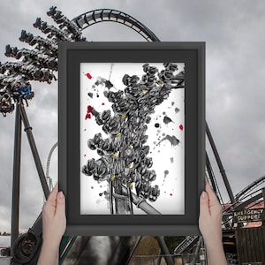 The Swarm inspiriertes Kunstwerk - A5 Achterbahn Aquarelldruck inspiriert von der Fahrt im Thorpe Park