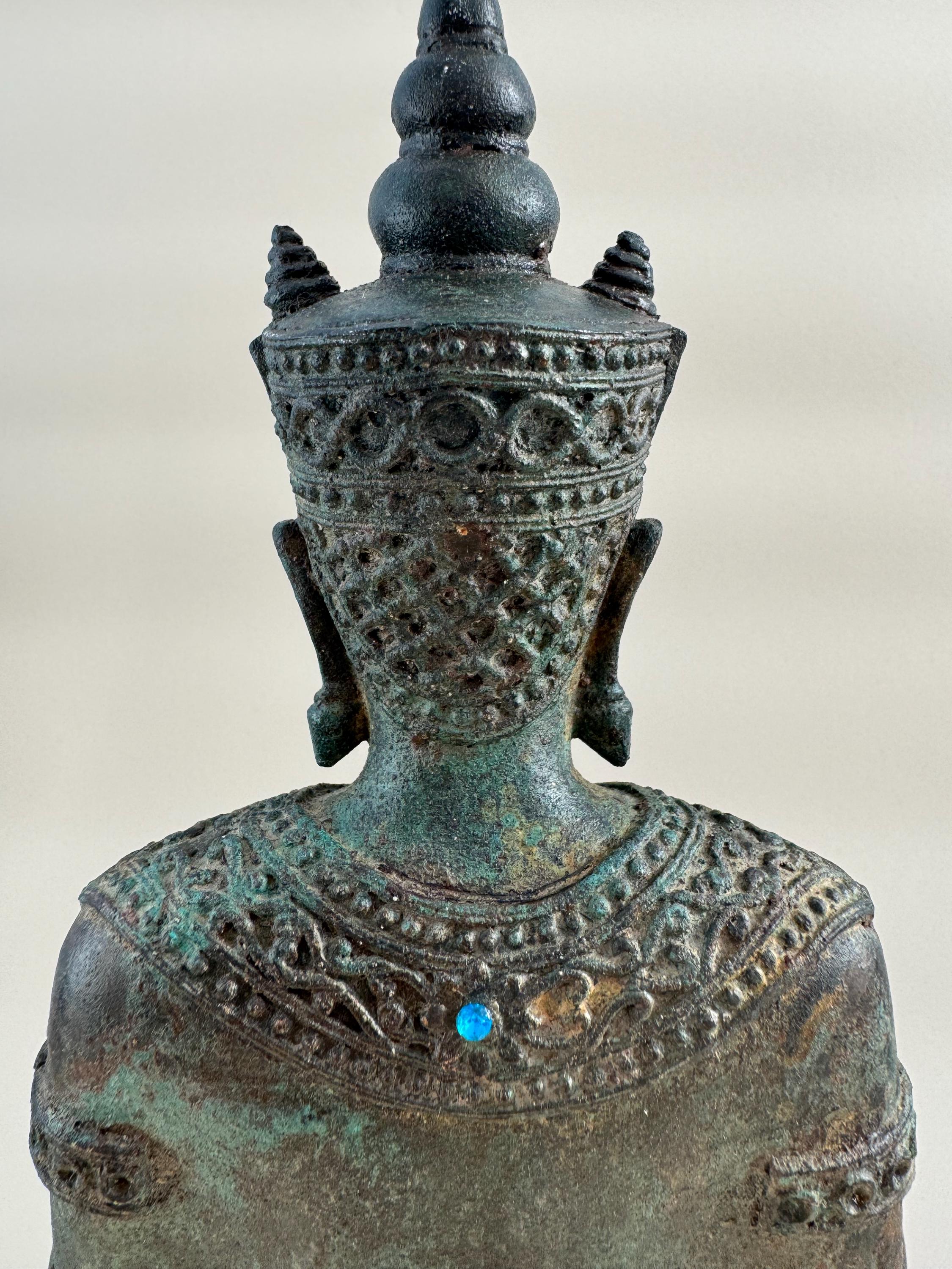 アンティークタイブロンズ仏像 - 本物19世紀タイ 高さ32.5cm 鑑定書