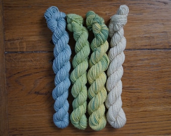 Naturally Dyed DK Weight Wool Yarn in 25 g mini skeins - handdyed, organic wool, non-superwash, plastic free - special sale