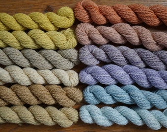 Naturally Dyed Fingering + DK Weight Wool Yarn in 15 g mini skeins - handdyed, organic wool, non-superwash, plastic free - special sale