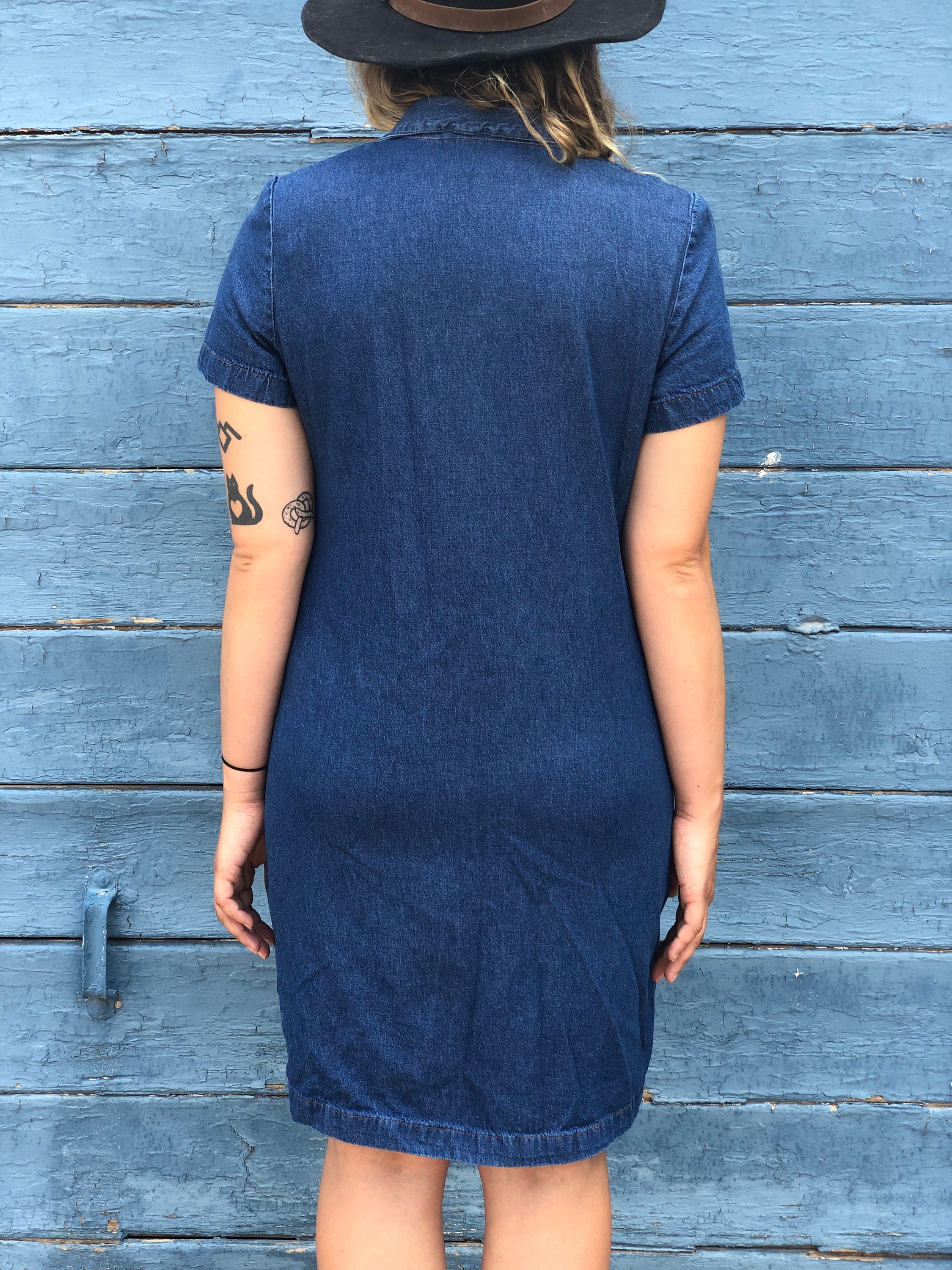 Vintage Button Down Denim Dress Etsy