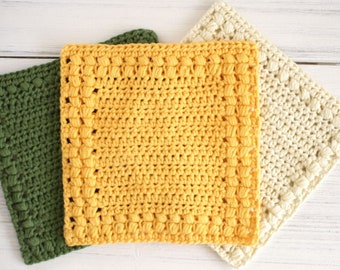 Crochet Pattern - DIY Washcloth - Crochet Dishcloth Pattern - Sunny Hollow Dishcloths