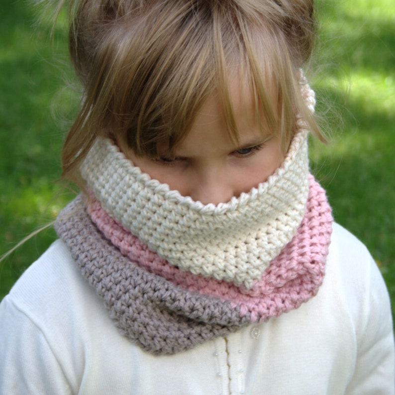 Cowl Pattern / Unisex Cowl Scarf Pattern / Crochet Scarf Crochet Pattern / DIY Cowl / Kids & Adults Sizes Colorblock Cowl Pattern image 5