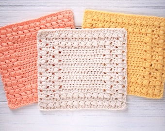 Crochet Pattern - DIY Washcloth - Crochet Dishcloth Pattern - Cottage Square Dishcloths