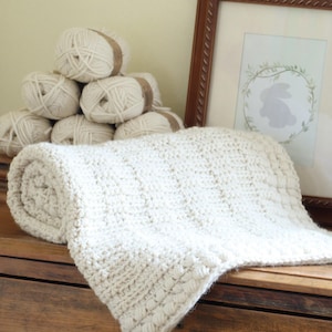 Baby Blanket Crochet Pattern New Baby Afghan Boy Blanket Pattern Baby Girl Blanket by Hidden Meadow Crochet - Ivory Dawn P126