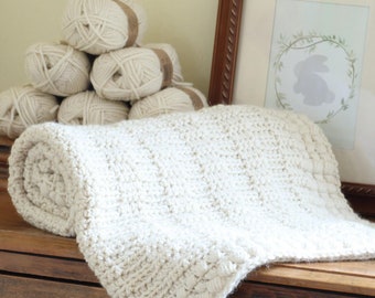 Baby Blanket Crochet Pattern New Baby Afghan Boy Blanket Pattern Baby Girl Blanket by Hidden Meadow Crochet - Ivory Dawn P126