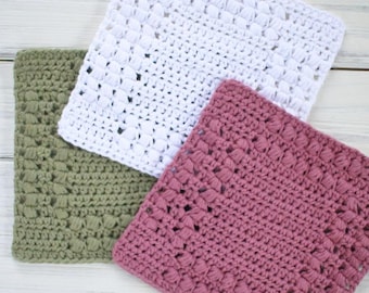 Crochet Pattern - DIY Washcloth - Crochet Dishcloth Pattern - Cottage Row Dishcloths