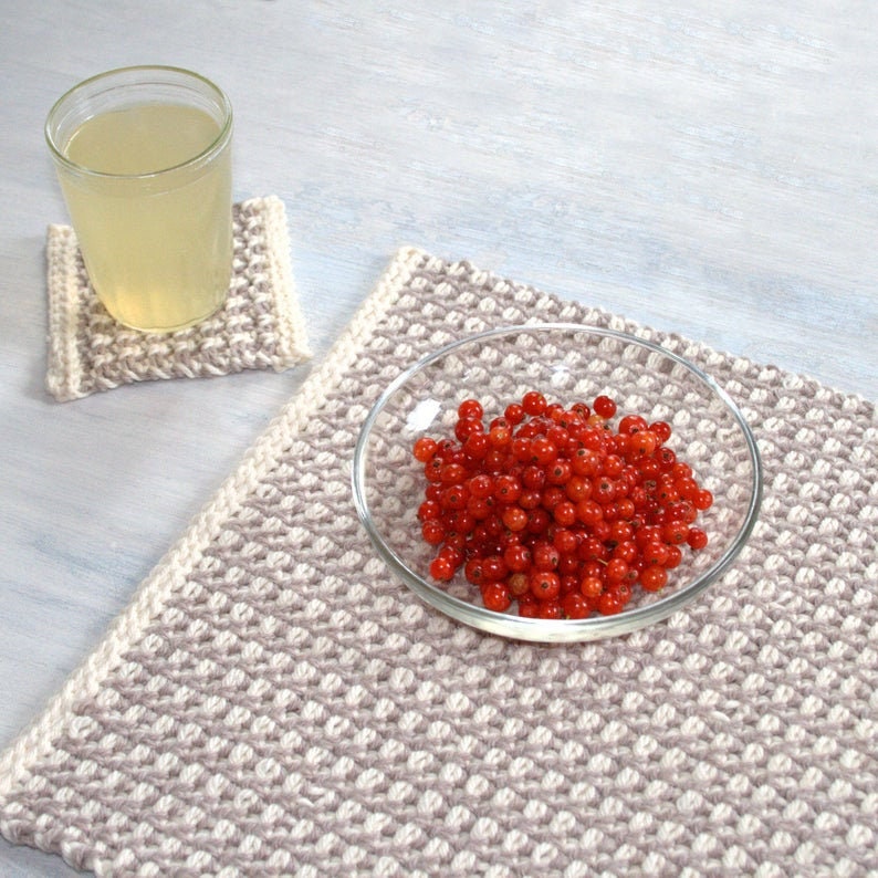 Crochet Coaster Pattern Crochet Placemat Pattern Crochet Table Linen Pattern Coaster Pattern DIY Housewarming Gift Interlaced Row P109 image 7