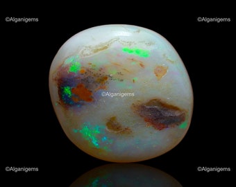 7.80 Cts Fire Opal Gemstone/ Green Blue Cabochon Opal / Oval Loose Gem/ Untreated Opal For Jewelry 17x13x5 mm