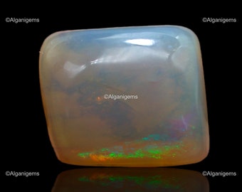 7.40 Cts Fire Opal Gemstone/ Green Blue Opal Cabochon/ Square Opal Gemstone/ Unheated Loose Gemstone 14x12x5 mm