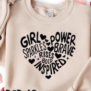 Girl Power Heart Empowerment Girl Pwr Svg Strong Female SVG Girls Rule SVG Png, Dicho positivo Svg, Autoestima Svg, Salud mental Svg