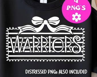 Warriors Coquette Mascot PNG, Distressed Team Spirit Design (Digital Download)