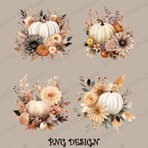 Weiße und Orange Kürbisse Aquarell PNG, Herbst Thanksgiving Herbst Blumen Clipart, Einladung Hochzeit Geburtstag Clipart, transparent PNG