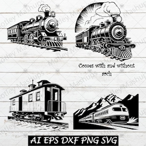 Locomotiva vintage, trem de passageiros, vagão SVG, PNG, DXF, clipart Cricut Design, trem SVG, locomotiva SVG, locomotiva a vapor SVG