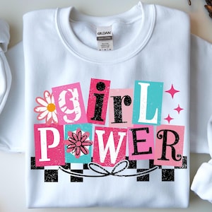 Girl Power Checkerboard PNG, Women Empowerment, Distressed Design (Digital Download)