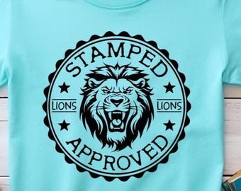 Stamped Lions Mascot Svg Png, School Spirit Design (Digital Download)
