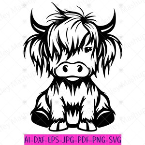Cute Sassy Highland Cow Svg, Vaca Highland Sentada Svg Png, Clipart de Vaca Highland, Fazenda Svg, Animal Svg Png, Arquivo Cricut Cut, Vaca Bebê Svg