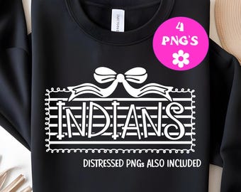Indians Coquette Mascot PNG, Distressed Spirit Wear (Digital Image)