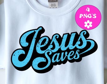 Jesus Saves Retro Christian PNG, design en détresse (téléchargement numérique)