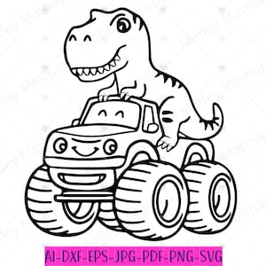 T-Rex, Monstertruck, Kinder, Dino, Dino, Niedliche Dinosaurier Clipart, Einfaches Dino, Tier, Kinder Geburtstag, TRex Kopf Vektor