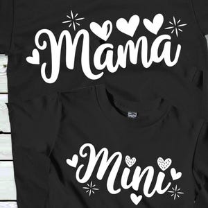 Mama en Mini Svg Png, Moederdag Svg Png, Valentijnsdag Png Svg, Mama Hearts and Sparkles, Matching Valentines Shirts, Love Png Svg