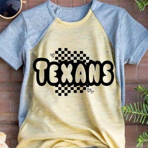 Texans Png, Texans Mascot Png, Checkerboard Design, Mascot Name Shirt, Team Name, Trendy Texans Png, School Mascot Texans