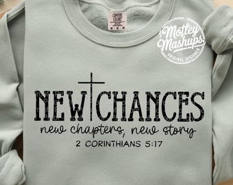 New Year's Trendy Christian SVG PNG, 2 Corinthians Bible Verse 5:17, Faith Based Shirt, Trendy