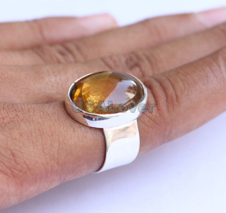 Band Ring Wedding Ring Engagement Ring 925 Sterling Silver Ring Personalised Ring Thanksgiving Ring Natural Citrine Gemstone Ring