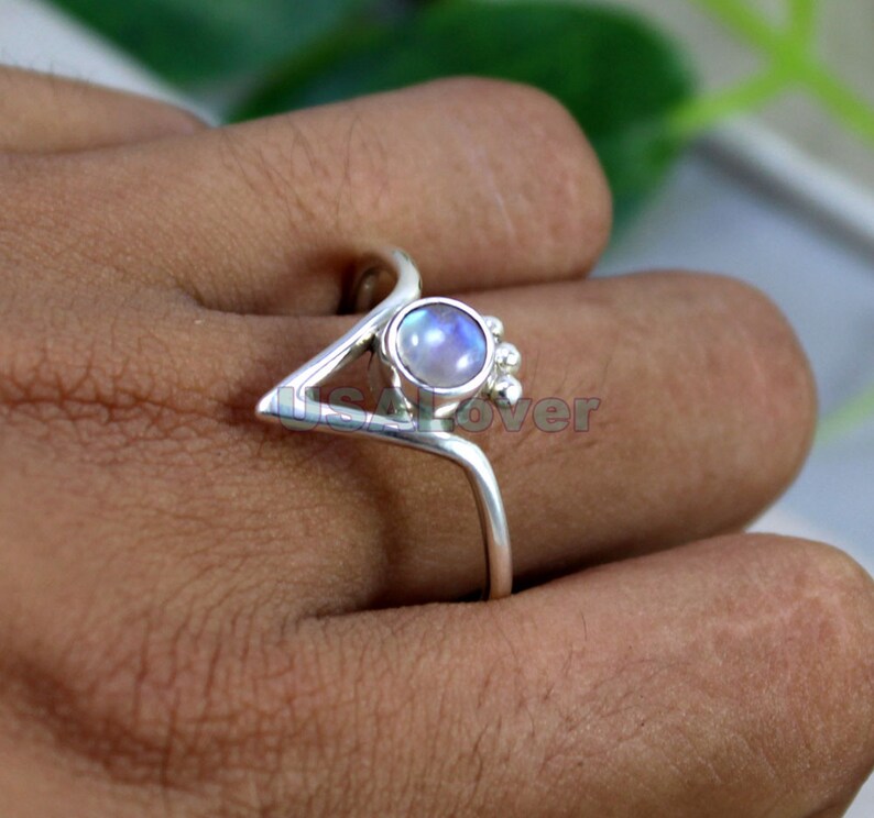 Gemstone Ring Dailywear Ring Midi Band Ring Tiny Ring Rainbow Moonstone Ring Wedding Ring Stacking Ring Girls Ring 925 Silver Ring