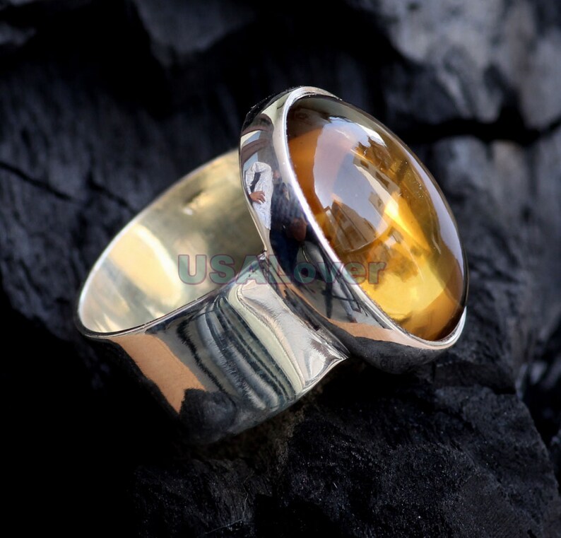 Band Ring Wedding Ring Engagement Ring 925 Sterling Silver Ring Personalised Ring Thanksgiving Ring Natural Citrine Gemstone Ring