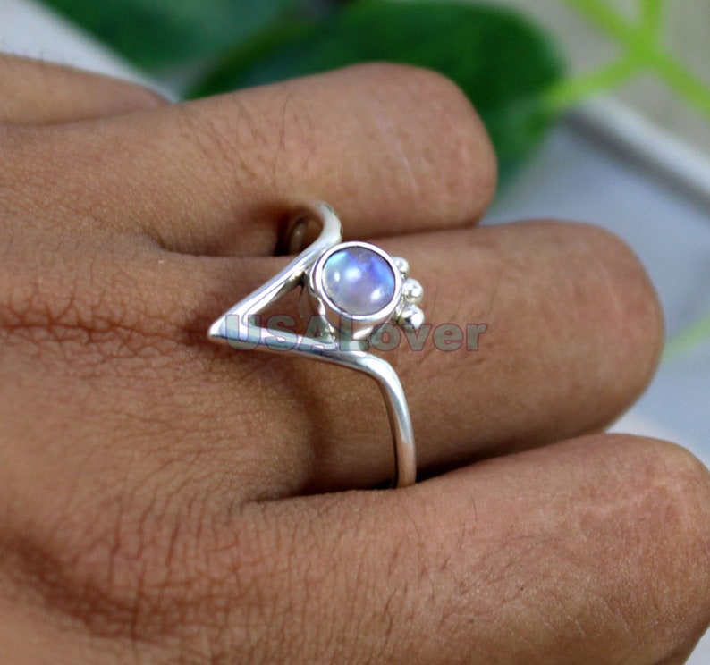 Gemstone Ring Dailywear Ring Midi Band Ring Tiny Ring Rainbow Moonstone Ring Wedding Ring Stacking Ring Girls Ring 925 Silver Ring