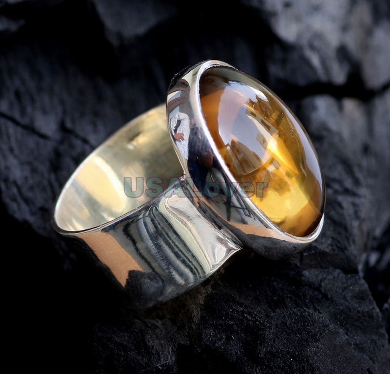 Band Ring Wedding Ring Engagement Ring 925 Sterling Silver Ring Personalised Ring Thanksgiving Ring Natural Citrine Gemstone Ring