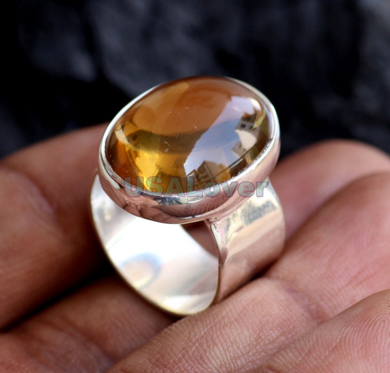 Band Ring Wedding Ring Engagement Ring 925 Sterling Silver Ring Personalised Ring Thanksgiving Ring Natural Citrine Gemstone Ring
