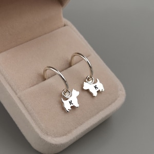 Niedliche Pitbull Creolen Sterling Silber, Gold • Multi-Creolen-Größen • Elegantes oder Satin-Finish • Personalisierter Schmuck für Hunderassen