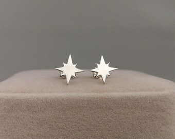 Custom Initial North Star Stud Earrings - Sterling Silver and Gold-Plated | Celestial Studs | Celestial Earrings | Celestial Jewelry