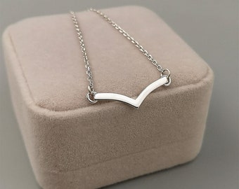 Chevron Necklace Wishbone Necklace V Shaped Necklace Chevron Bar Necklace Wishbone Pendant Necklace Wishbone Jewelry