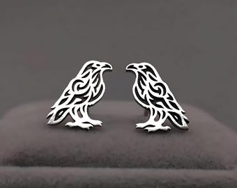 Orecchini A Corvo In Argento Sterling 925 – Simbolo Celtico Vichingo, Ipoallergenici, Regalo Donna - 3