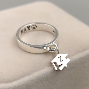 Graduation Cap Dangle Ring Sterling Silver • Graduation Cap Ring • Graduation Themed Jewelry • Personalized Graduation Gifts