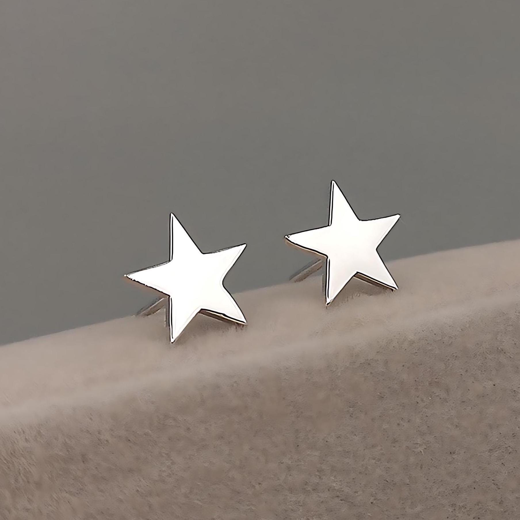 Star Earrings Sterling Silver, Gold • Free Initial Engraving